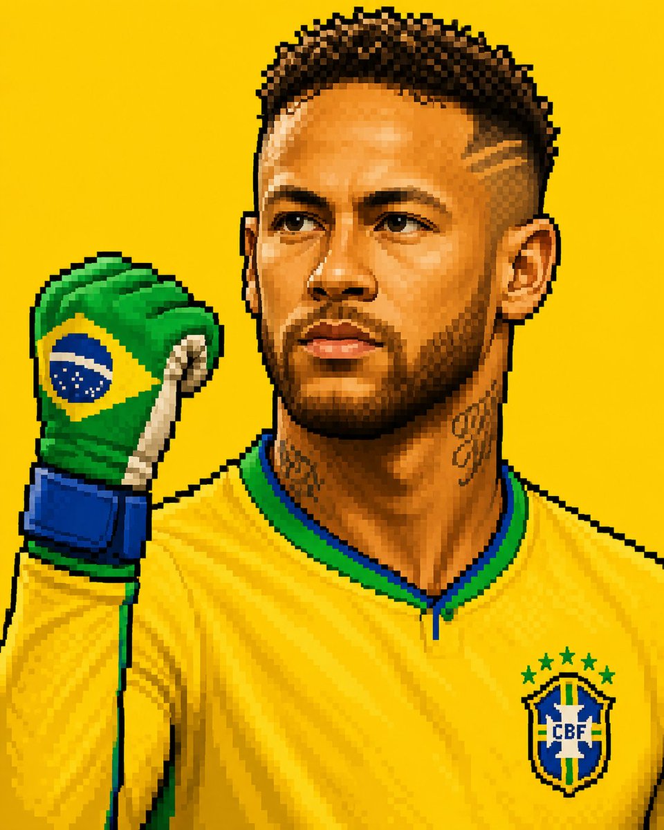 以方形为灵感的 FIFA 世界杯 2026 个人肖像画，采用 4:5 宽高比，以上传的图片作为姿势、构图、身份和像素艺术风格的精确参考。创建一个细节丰富的复古像素艺术风格的主体，具有大块可见的...