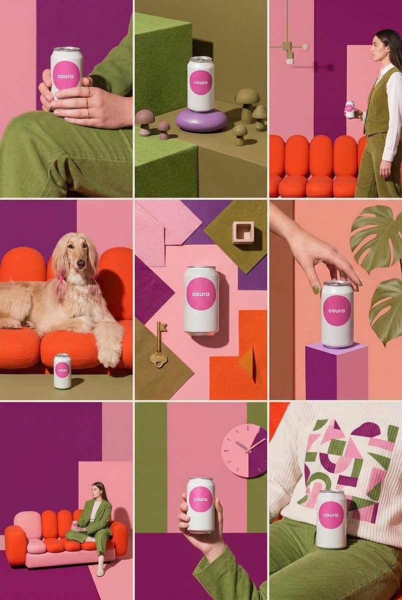 为这款产品设计一个 9 图 Instagram 主页，保持 [相同的美学风格]。使用多样化的地点、角度和构图 —— 融入人物、动物、自然和不同的环境，同时保持视觉风格的统一。 提示：尝试加上和...