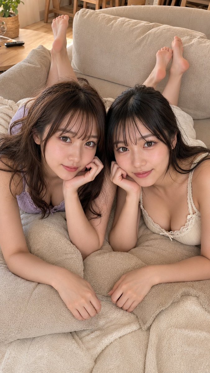 女友達とソファーでゴロゴロガチャ😍 以下のプロンプトをChatGPTにコピペするだけで 違うポーズ💃 違うキャミ👗 違う子が👧 毎回生成されます #GPTimage2 #生成画像 ------...