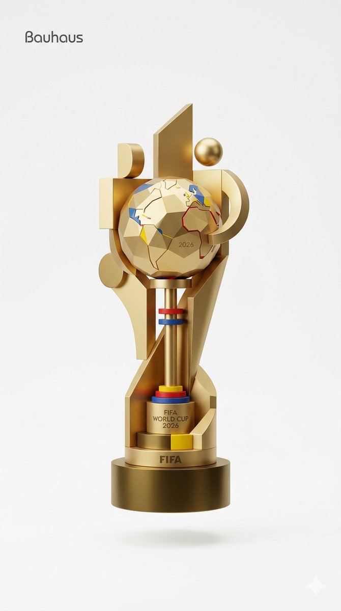 第二部分 - 以最惊艳的建筑风格重新构想 2026 年 FIFA 世界杯奖杯。 Nano Banana 2 on Gemini 提示词与使用方式： 对官方 2026 年 FIFA 世界杯奖杯的...