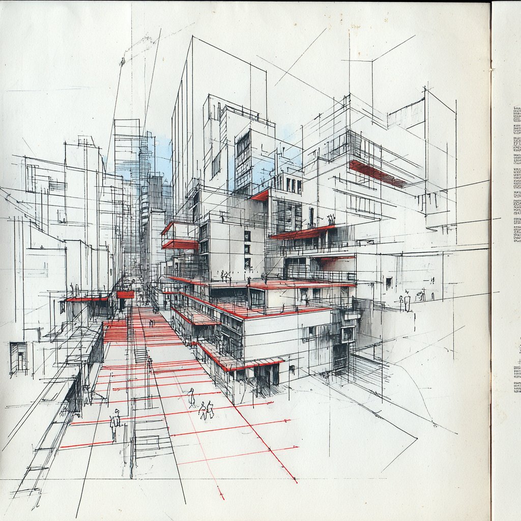 15秒电影级建筑可视化,活生生的速写本化为现实,优雅的技术插画,动态剪辑,无缝变形转场,真实物理效果,建筑纪录片美学,纸张质感保留,电影级镜头运动。 0–2秒 镜头滑过建筑师的速写本。 精细的...