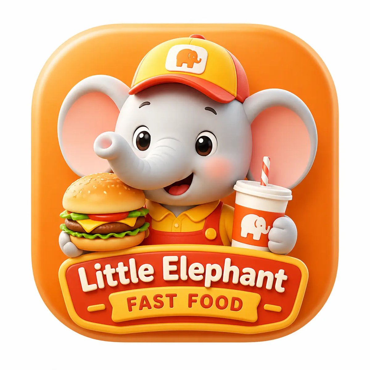 完整提示：https://t.co/wkZA411PML 为一款名为“小象快餐”(Little Elephant Fast Food) 的应用创建一个 macOS 应用图标。设计一个单独的超圆...