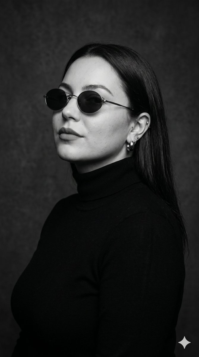杰作级美术黑白时尚人像摄影,一位优雅的二十多岁女性,呈现出现代极简主义缪斯的原型气质。她拥有柔和的鹅蛋脸型、含蓄的高颧骨、清爽的女性化下颌线,以及以哑光单色质感呈现的自然丰唇。她那深黑色的长发...