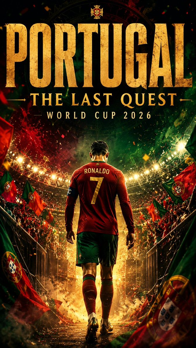 史诗级 2026 国际足联世界杯 电影海报，传奇足球偶像的背影，独自走向一座巨大灯光球场中央，身穿印有标志性号码的国家队球衣，数千名热情球迷挥舞着国旗，烟花绽放，彩纸纷飞，戏剧化的电影级光效，...
