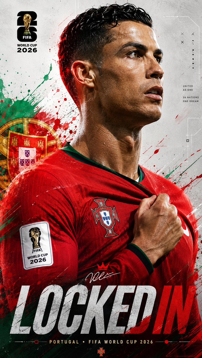 通用 FIFA 2026 世界杯 “Locked In” 海报, 超现实电影级体育海报, [PLAYER_NAME 或上传的球员], 强力侧面肖像，神情高度专注, 坚定、锁定目标、冠军心态,...