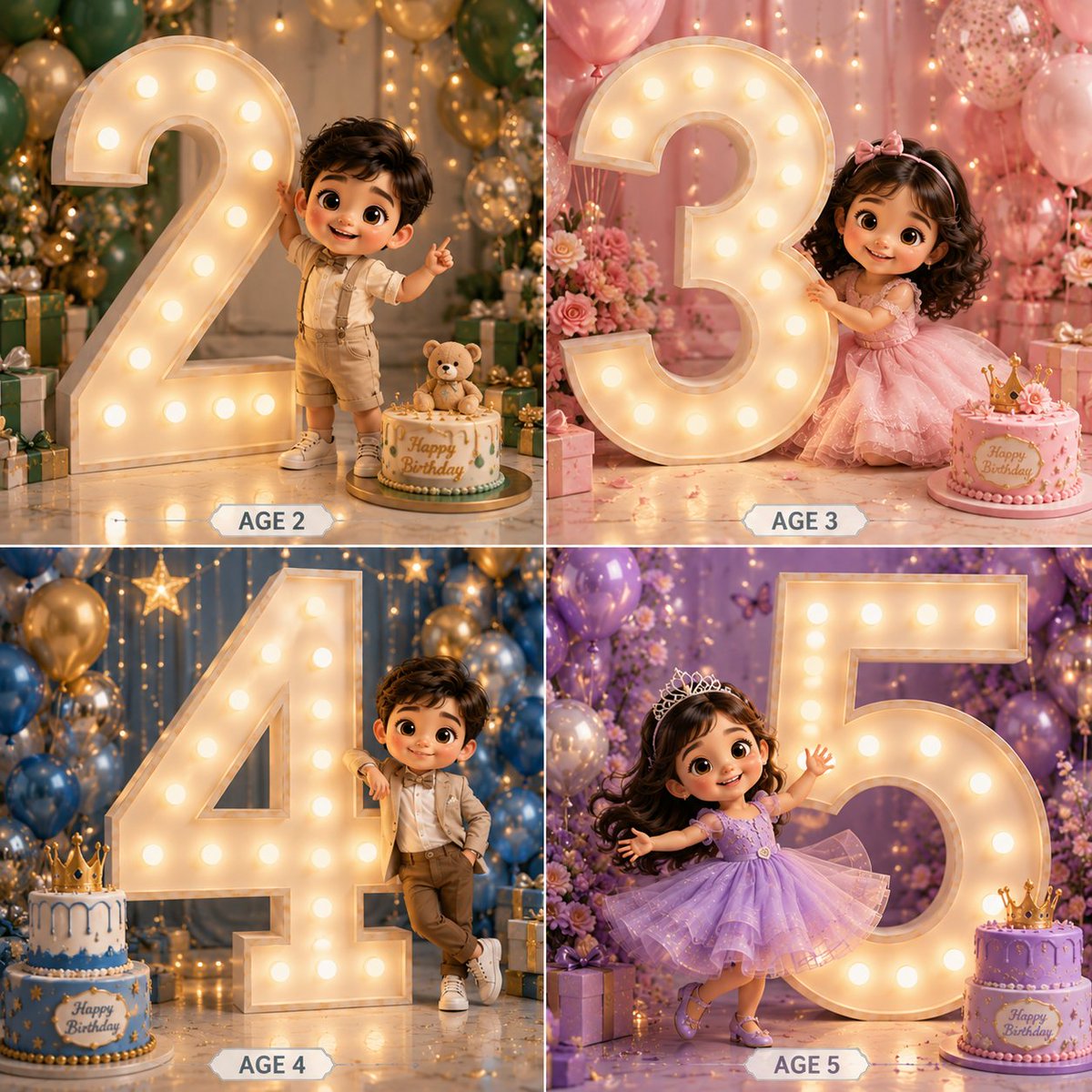 GPT image 2 on the Chatgpt prompt 👇 Ultra Luxury 3D Birthday Grid Prompt (Giant Number Theme)...