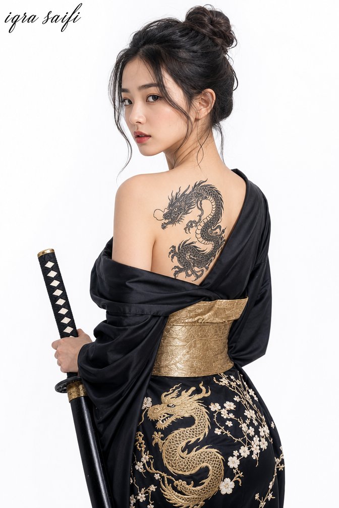 "subject": { "demographic": "年轻东亚女性", "expression": "平静、中性、略带强烈，直视观众", "pose": "躯干背对镜头，头部转动从左肩回望...
