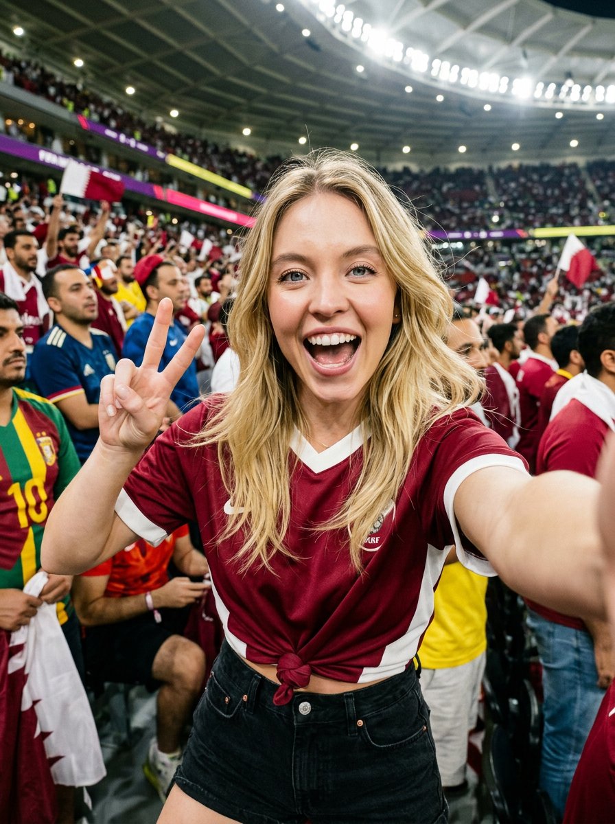 为卡塔尔加油 🇶🇦 FIFA世界杯 Sydney Sweeney、Madlyen Cline 与 Ana de Armas Nano Banana 2 via @ImagineArt_X @i...
