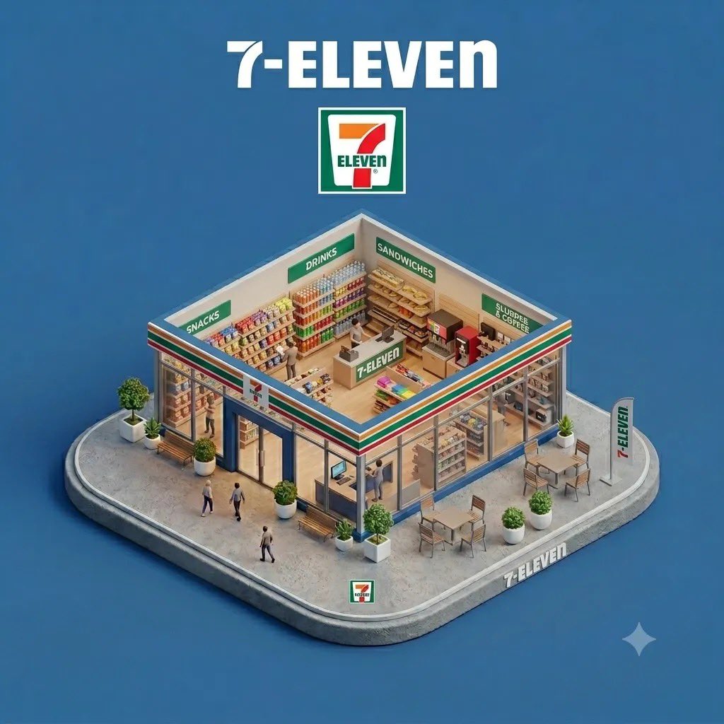 "放置在浮动混凝土平台上的品牌店面超精细等距3D微缩立体模型，从45度等距视角观察。开放式屋顶娃娃屋结构，搭配落地玻璃墙，真实内饰，小人物模型，高端家具，装饰植物，长椅，停车位，真实阴影，柔和...