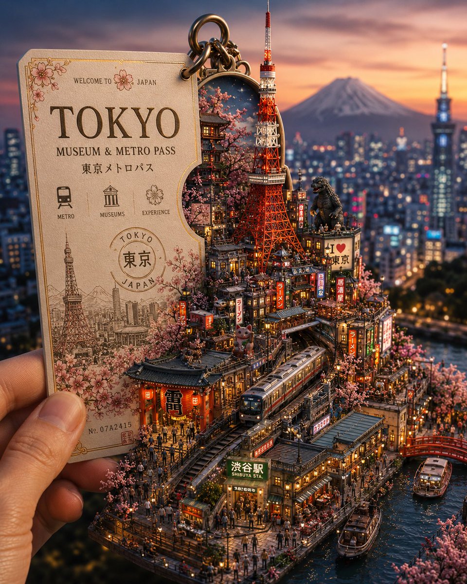 设计一张高端典藏旅行卡视觉海报，纵向 4:5 构图，主题围绕 [CITY]（城市）与 [COUNTRY]（国家）。画面中一只手握着一张做工精美的 [CITY] 典藏旅行卡（可设计为地铁通行证、...