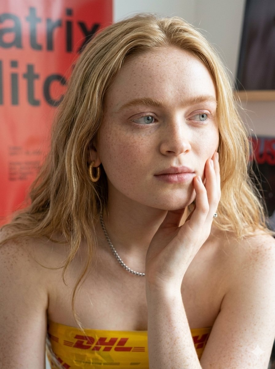 { "subject": { "gender": "女性", "facial_features": "白皙的肌肤,轮廓分明的下颌线,俏皮的表情,微笑时一只眼睛闭着眨眼,柔和的粉色唇彩,淡淡的妆...