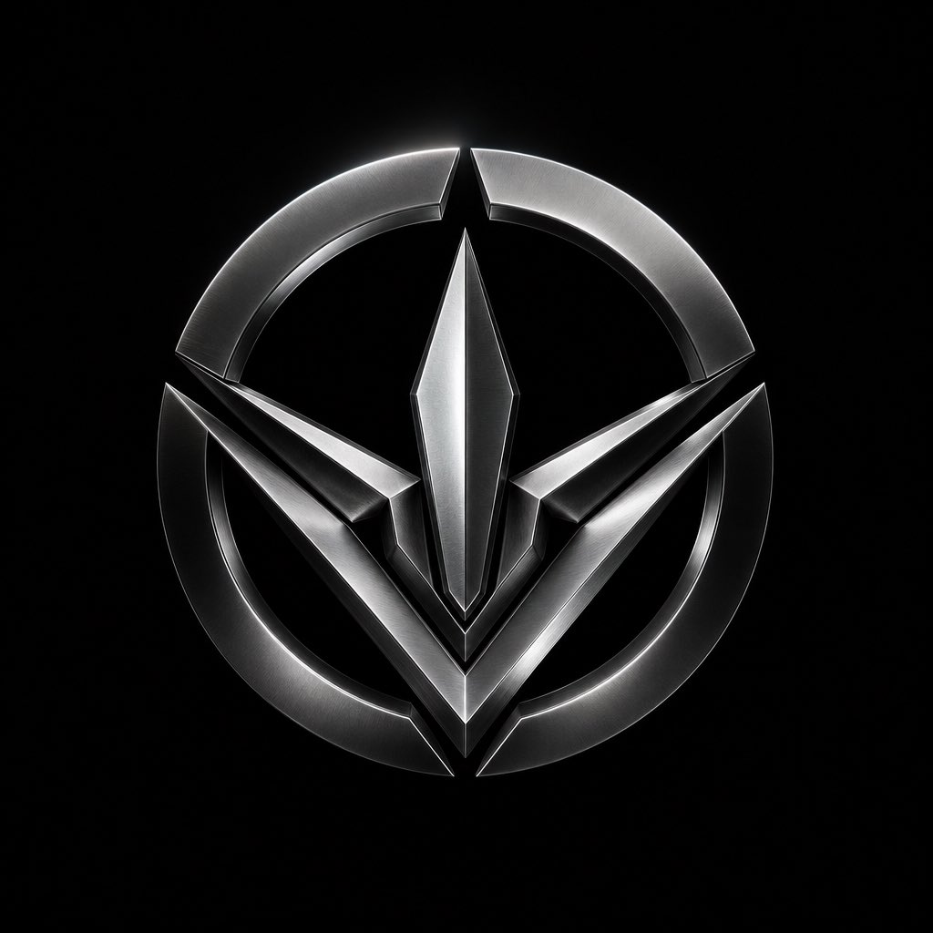 超精细银色金属 logo 悬浮于纯哑光黑色背景之上，超高对比度构图，单色未来主义美学，奢华极简品牌设计，拉丝铬材质配微观金属纹理，高级反光表面配可控高光，电影级柔和漫射光，深邃阴影带细腻渐变衰...