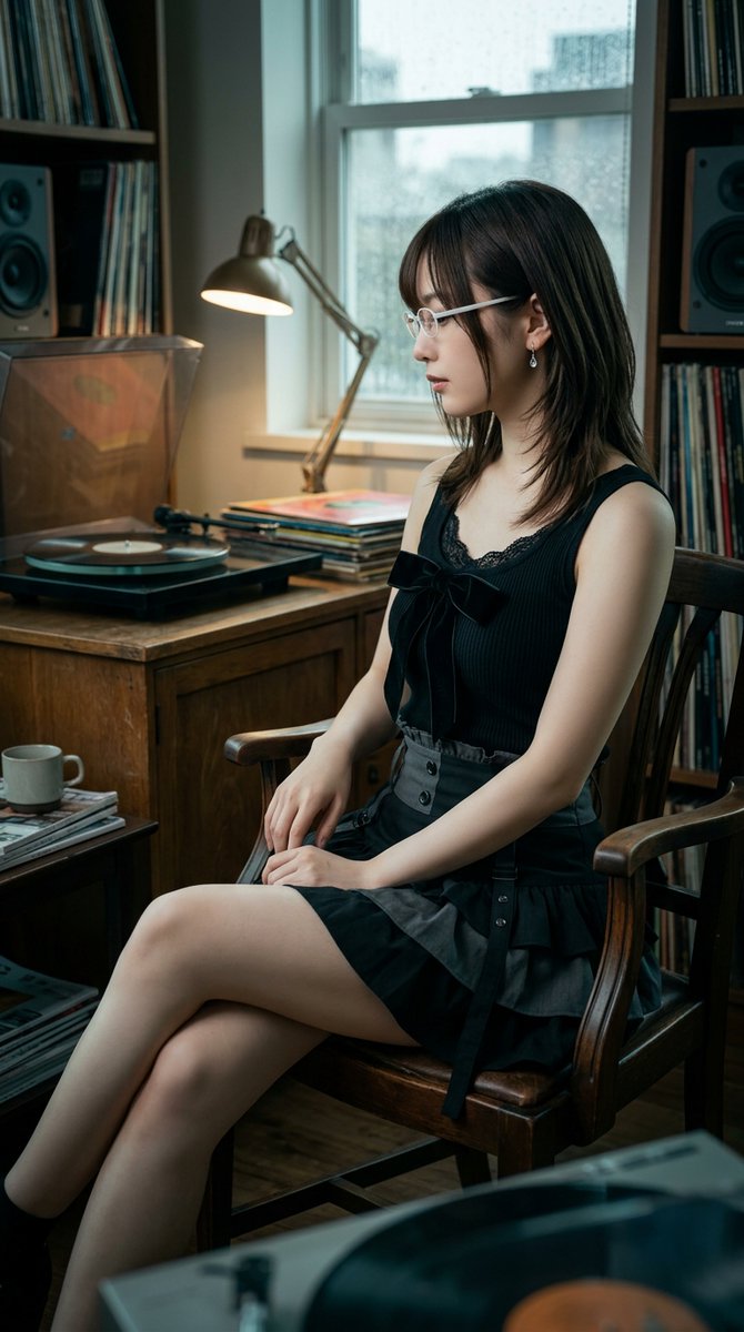 创作一张超写实编辑风格的人像照片，主角为一位20岁的日韩女性：白色细框眼镜，正常佩戴于面部，镜片对齐双眼；佩戴小巧水滴形宝石耳钉，精致低调的微光；自然基础体型，目测身高约160-165厘米，体...