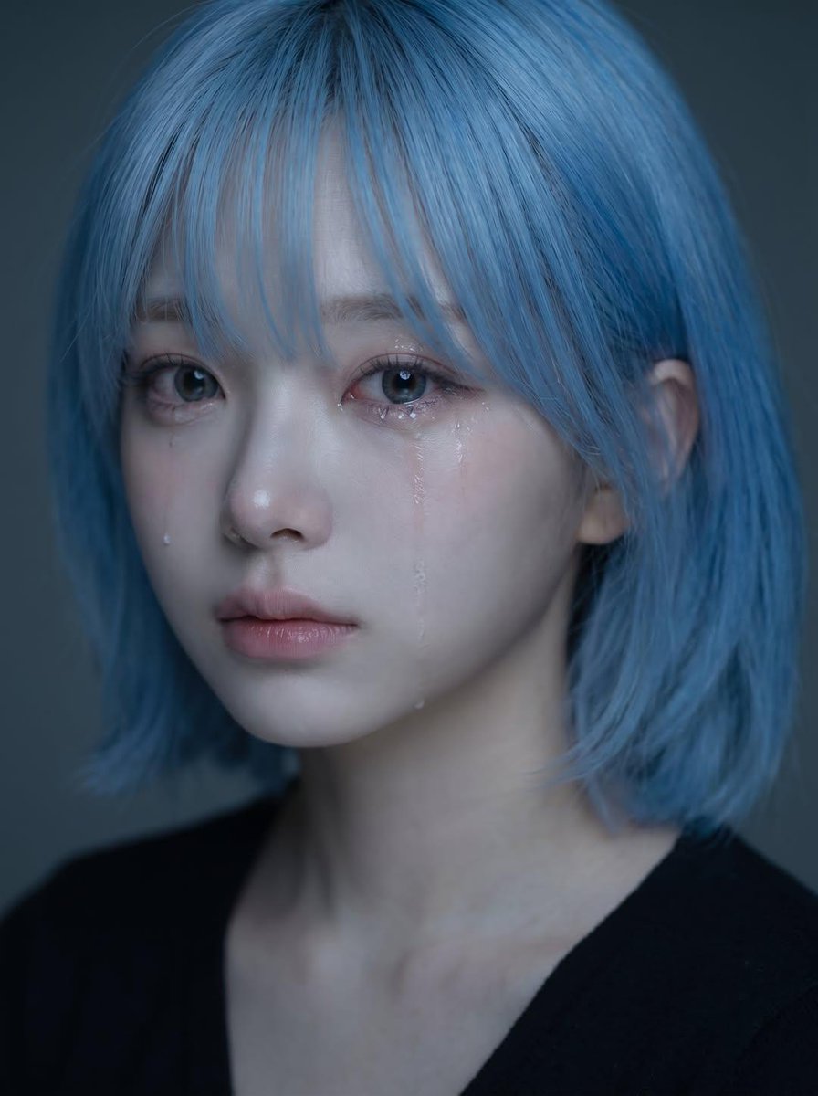以上传的肖像作为主体面部、发型、面部结构、肤色、表情和整体印象的参考。 为同一个人创作一张高质量的写实情感肖像,带有柔和的悲伤情绪和可见的泪水。 核心概念: - 一幅精致、情感动人的特写肖像...