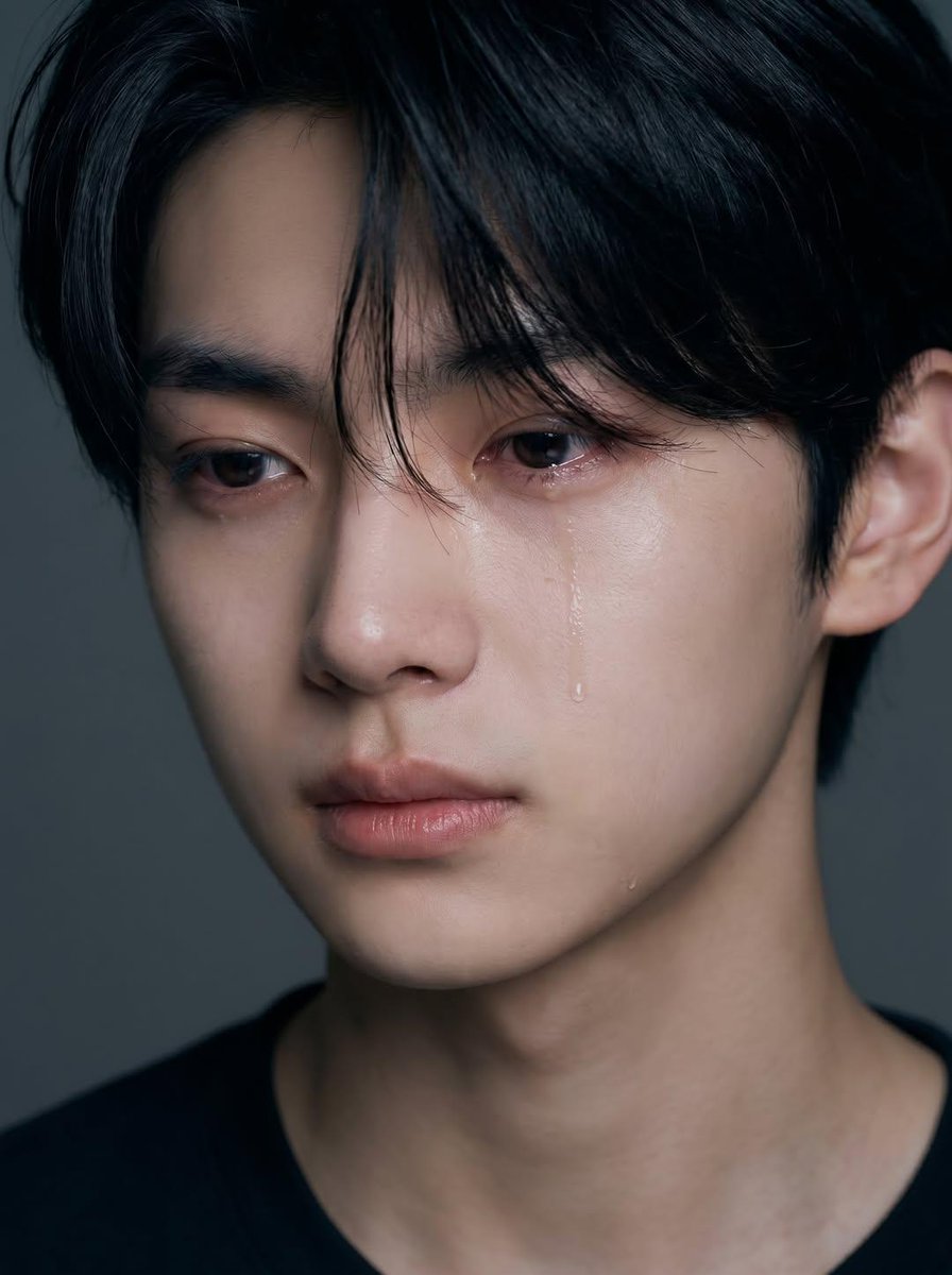 以上传的肖像作为主体面部、发型、面部结构、肤色、表情和整体印象的参考。 为同一个人创作一张高质量的写实情感肖像,带有柔和的悲伤情绪和可见的泪水。 核心概念: - 一幅精致、情感动人的特写肖像...