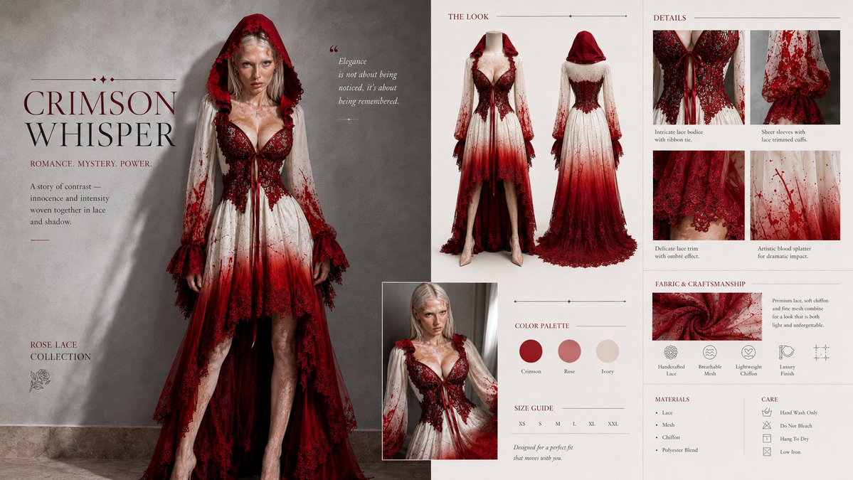 Wide cinematic editorial layout(宽幅电影感编辑式版式), 16:9, Luxury Fashion Campaign Presentation Board(奢侈...