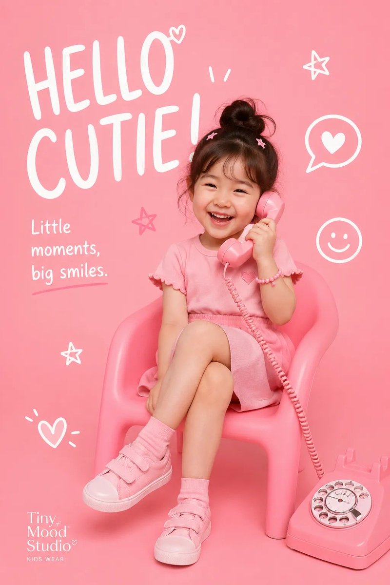 完整提示词：https://t.co/k19VcpSzDM 为[BRAND NAME]设计一款高级且童趣十足的儿童时尚编辑海报。 主题： [儿童时尚 / 童年主题宣传] 风格与艺术指导： -...