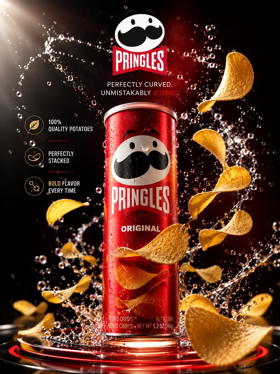 为一家著名零食品牌打造一款超高端奢华风格广告海报，由世界顶级平面设计师、奢侈品牌专家以及屡获大奖的广告艺术总监亲自操刀设计。将产品作为视觉主角置于构图中心，以超大尺寸呈现，周围环绕着以戏剧化动...
