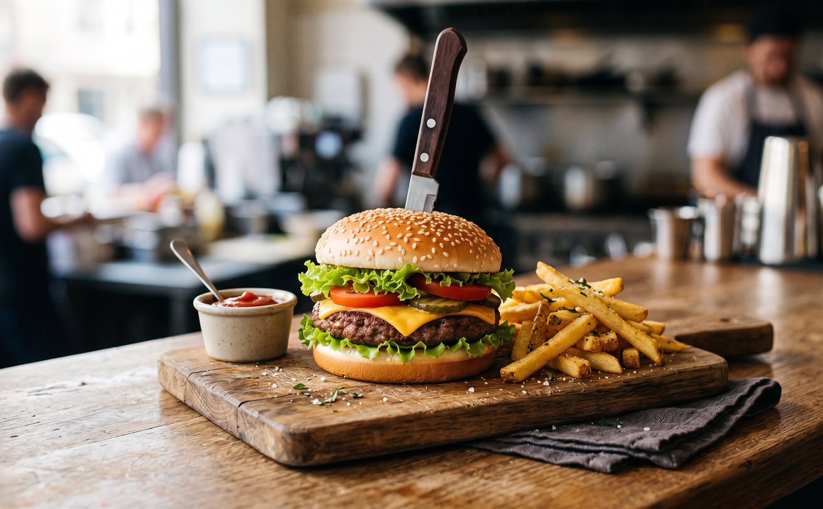 开场就是这样，我要用 authentic burger 来反击——使用 Leica M11 搭配 50mm f/1.4 Summilux 镜头拍...