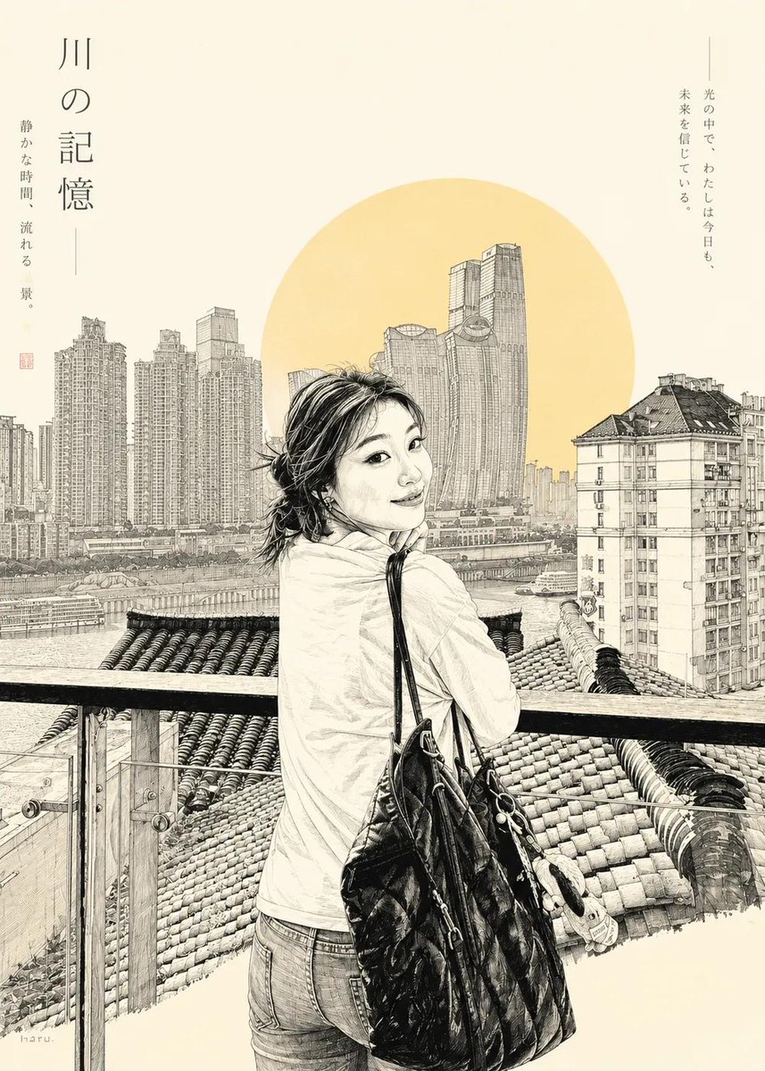 将照片中的人物转变为现代日本线条艺术插画，超精细钢笔素描，米黄色与象牙白色调，极简编辑设计，精致排线与雕版质感，干净的留白空间，独立杂志美学，柔和的文学氛围，细腻的面部特征，斯堪的纳维亚简约风...