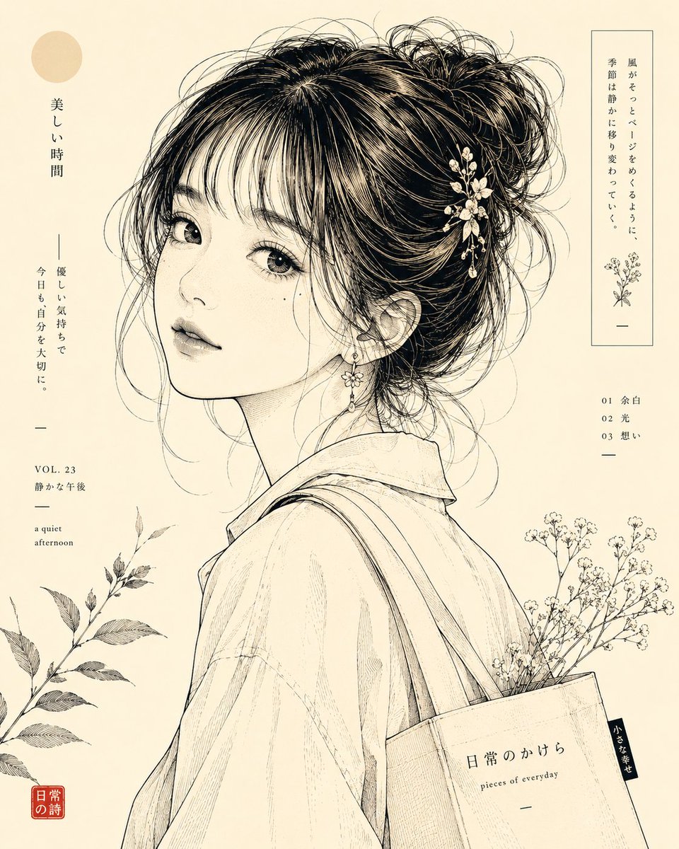 将照片中的人物转化为当代日本线条艺术插画，超精细钢笔与墨水素描，奶油黄与象牙白色调，极简编辑设计，精致排线与雕版质感，干净的负空间，独立杂志美学，柔和文学氛围，细腻的面部特征，斯堪的纳维亚极简...