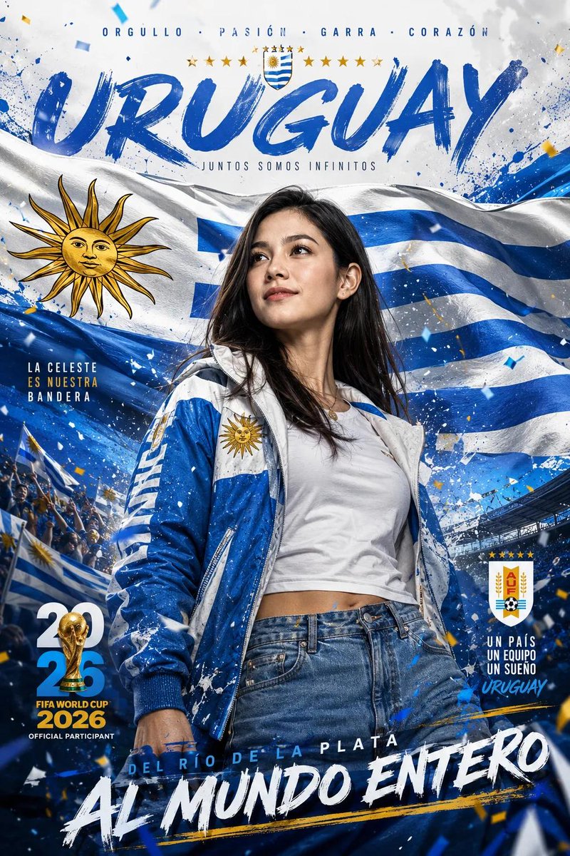 极致电影感 2026 国际足联世界杯宣传海报,自豪的年轻球迷英姿勃发地站立于画面中央,身着时尚的国家队外套与球衣,巨大的 [COUNTRY] 旗帜在背景中迎风飘扬,戏剧化的球场氛围,人声鼎沸的...
