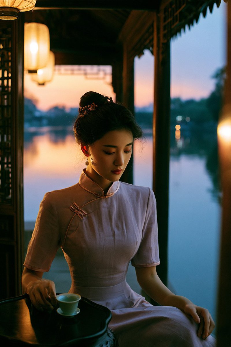 GPT Image 2 vs Midjourney v8.1 苏州园林｜旗袍写真 水榭黄昏 / Lakeside Teahouse at Dusk Prompt 👇👇👇 ▸ GPT Image...
