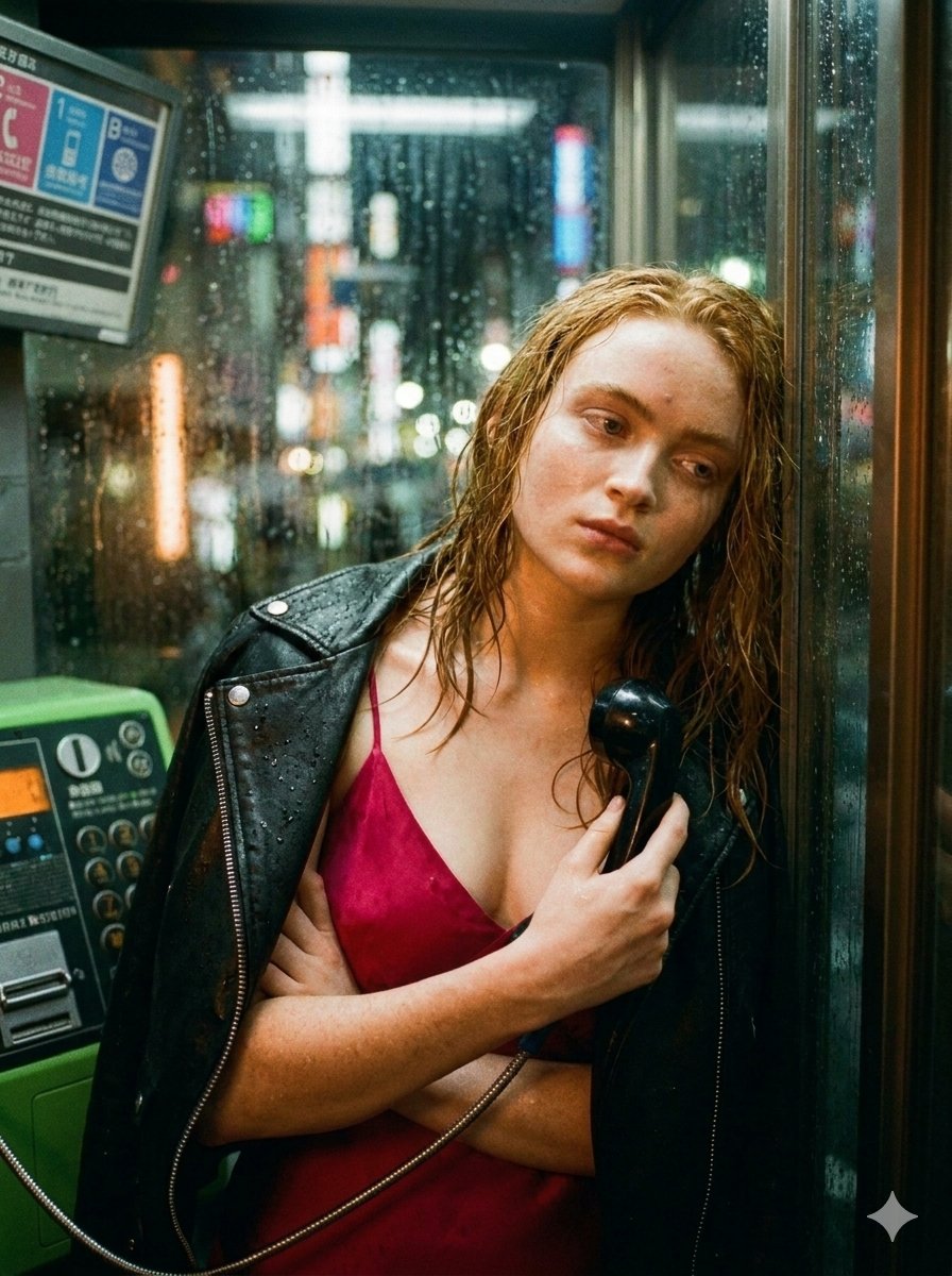 cinematic japanese photobook, 35mm wide angle, medium shot, shallow DOF, high ISO film grain, La...