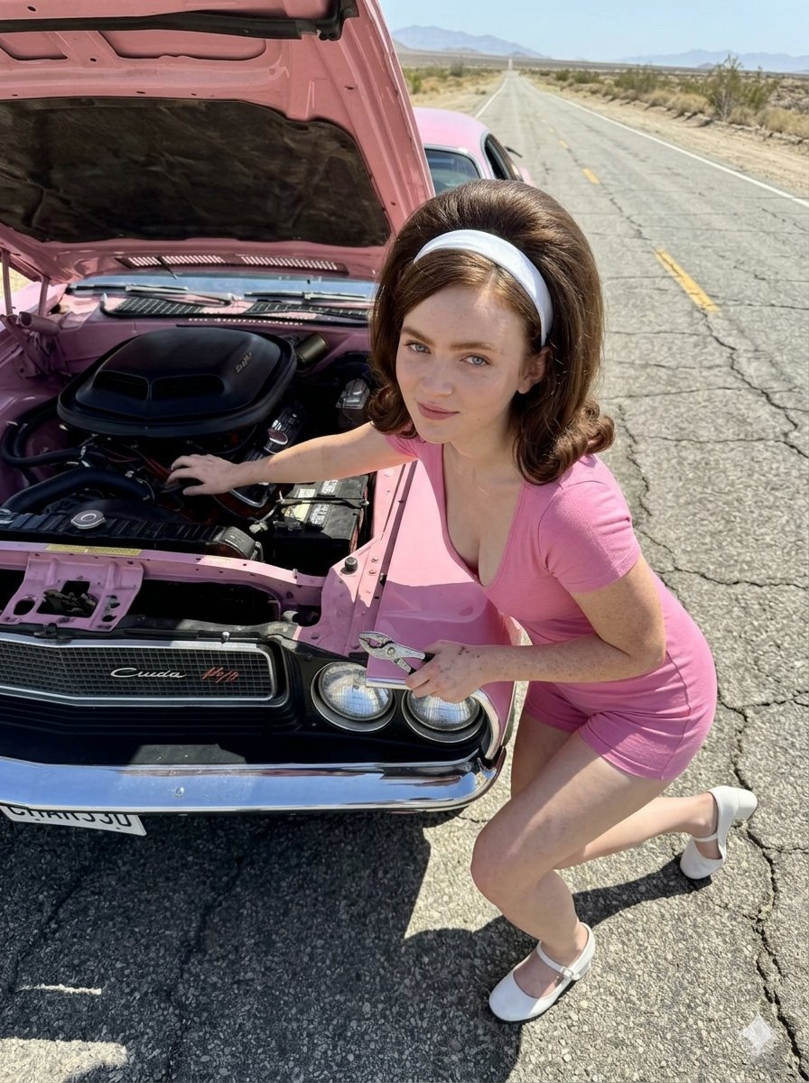 Candid full-body shot of a busty top-heavy mid-30s American woman with neutral skin tone strande...