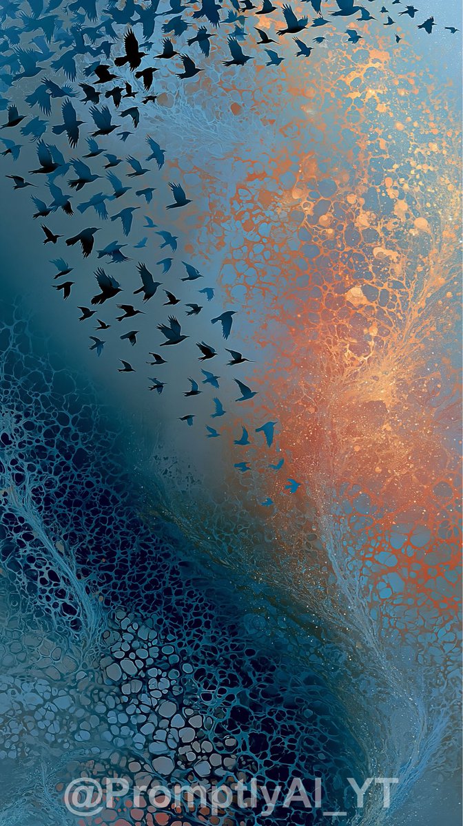 抽象，椋鸟群飞，--ar 9:16 --exp 15 --stylize 350 --hd --v 8.1 https://t.co/0NbzbW6ffS