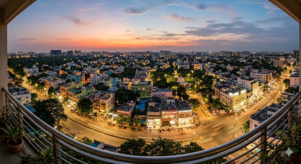 “我只想拍一张T Nagar（T·纳加尔）的漂亮照片,在单张图像中展现T Nagar的景观,不要出现太多的人物或交通。”