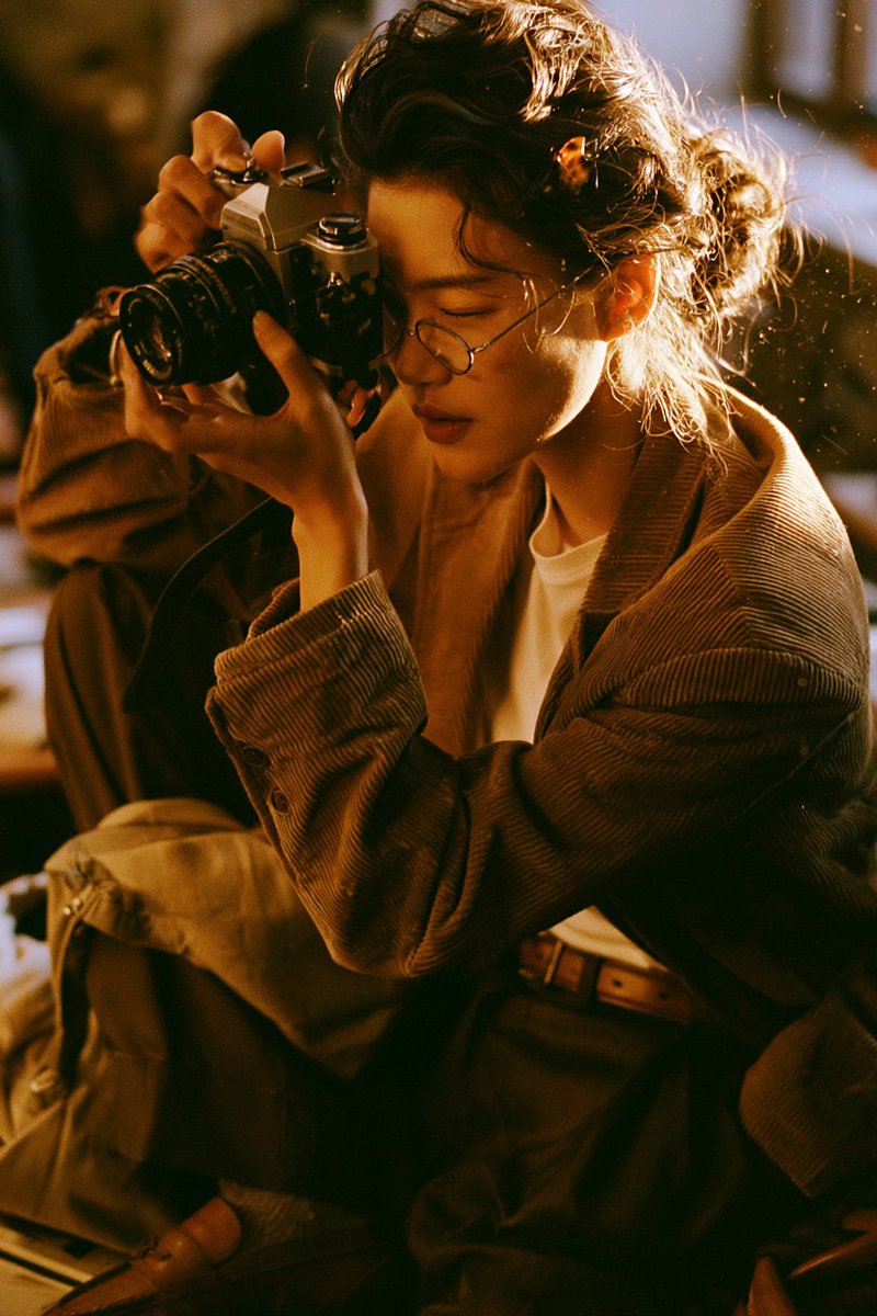 GPT Image 2 vs Midjourney v8.1 拍电影女孩 / Filming Girl 提示词 👇👇👇 GPT Image 2 超写实人像肖像：一位美丽的韩国女性站在教室后排，...