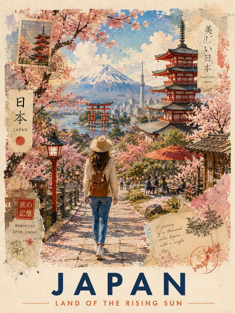 奢华混合水彩拼贴风格的哥伦比亚旅行海报插画，融合优雅的手绘水彩艺术、复古拉丁美洲旅行海报美学以及分层编辑剪贴簿设计。一幅电影感的卡塔赫纳鹅卵石街景，画中满是色彩斑斓的殖民建筑、赤陶屋顶、热带花...