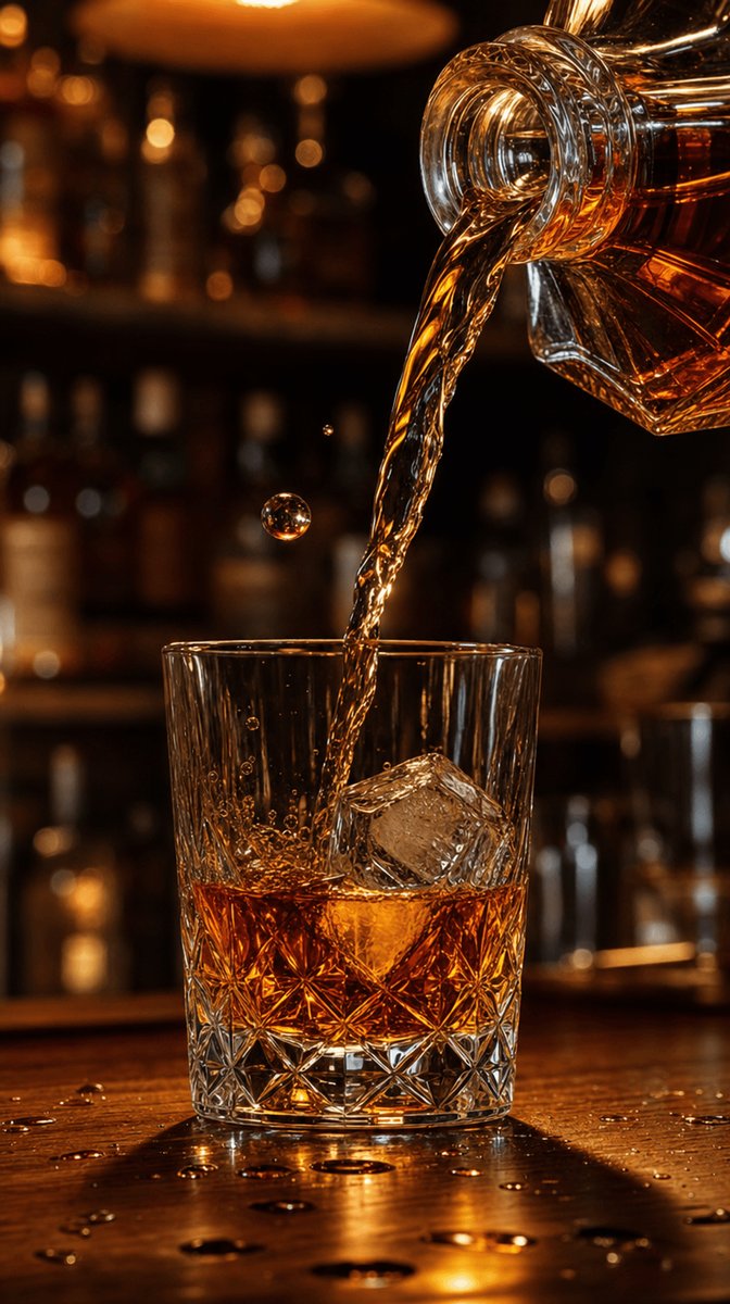 GPT Image 2 提示词 ⤵️ 超电影感的饮品摄影，主题为 [BEVERAGE_MOMENT]。超写实微距细节，定格液体动态瞬间（飞溅、倾倒、气泡），戏剧性的温暖酒窖或吧台灯光，浅景深聚...