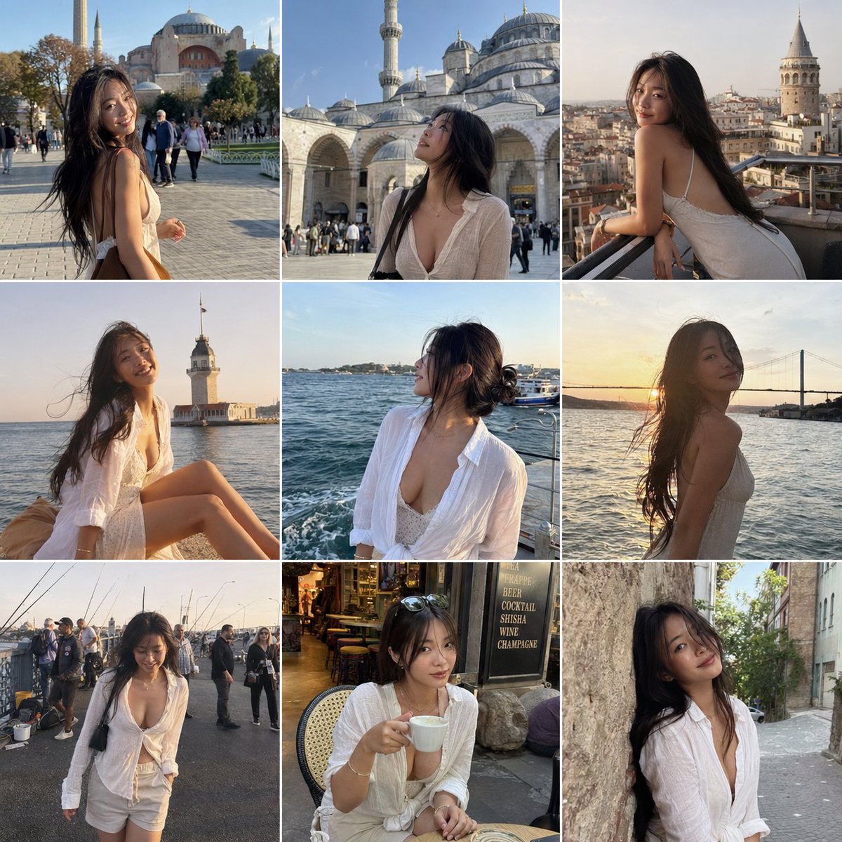 natural daylight and golden hour, smartphone photo, slightly warm travel tones, slightly grainy,...