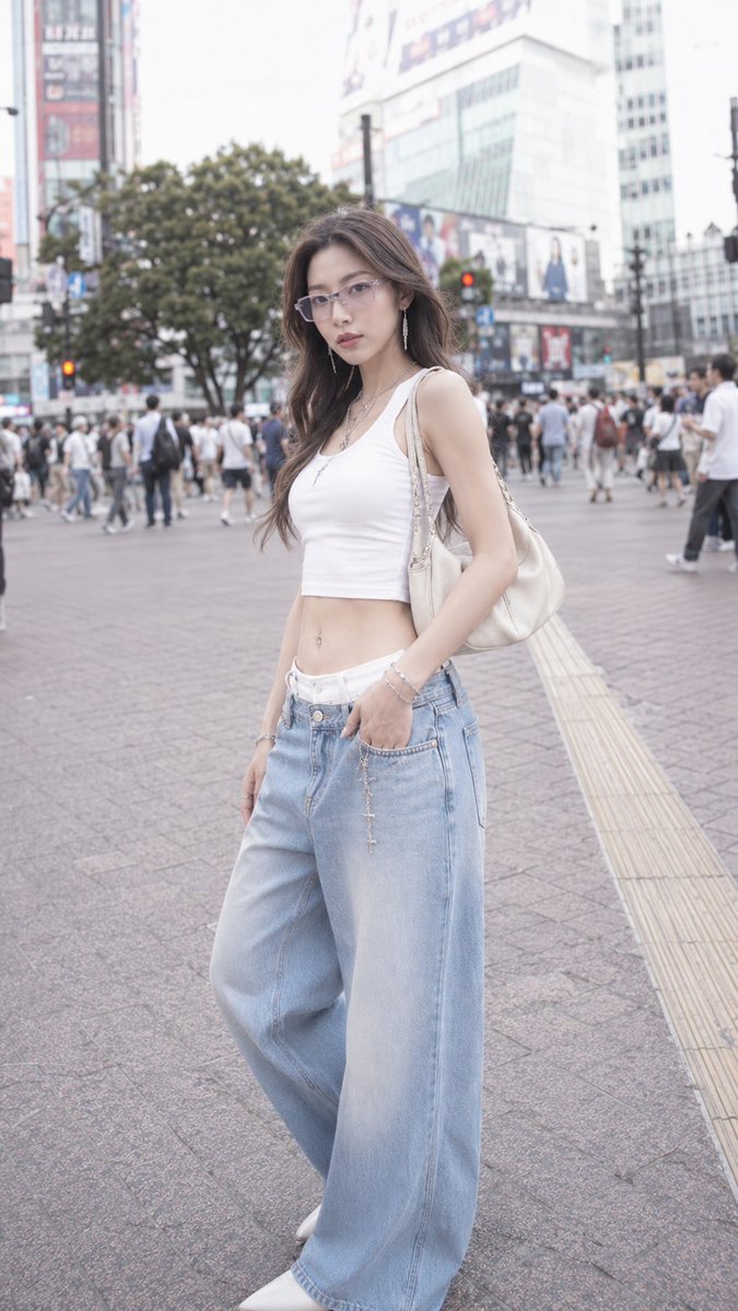 图片中是一位诱人而惊艳美丽的20岁日本或韩国女性，身材高挑纤细，拥有时尚模特般的长腿，线条纤细优雅，四肢修长比例匀称，运动感与女性气质兼具的精致线条，身形轻盈均衡，呈现出精致编辑级时尚比例；面...