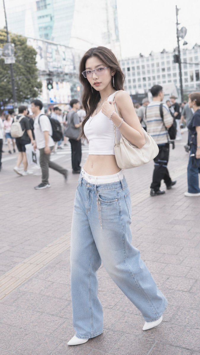 图片中是一位诱人而惊艳美丽的20岁日本或韩国女性，身材高挑纤细，拥有时尚模特般的长腿，线条纤细优雅，四肢修长比例匀称，运动感与女性气质兼具的精致线条，身形轻盈均衡，呈现出精致编辑级时尚比例；面...