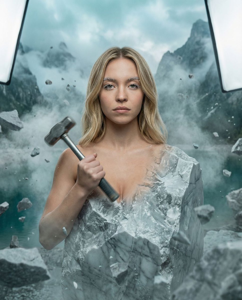 女性, The Protagonist, 无年龄感，空灵却扎根于大地的气质, 对称的面孔，放松的面部肌肉，沉静而锐利的目光，超精细肌肤纹理，睫毛沾有细微石尘, 质地柔软，捕捉侧光，轻覆大理石粉...