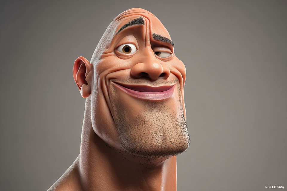 [名人]的高度风格化3D caricature，有着超大的头部、表情丰富的面部特征和充满趣味的夸张效果。以平滑精致的风格渲染，材质干净，环境光柔和。采用极简背景来突出角色的魅力和存在感。快来试...