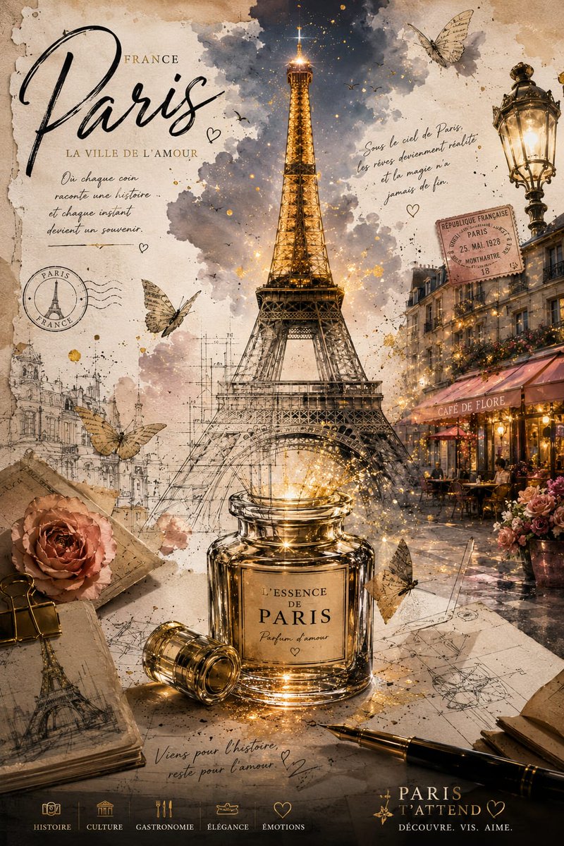 创作一张超高端手工素描风格的旅游海报，画面中自由女神像从放置在深色木质设计师办公桌上的一个发光的、破裂的复古罗盘中磅礴浮现，象征自由、梦想与冒险。雕像的下半部分应呈现为粗糙的建筑师铅笔素描与墨...