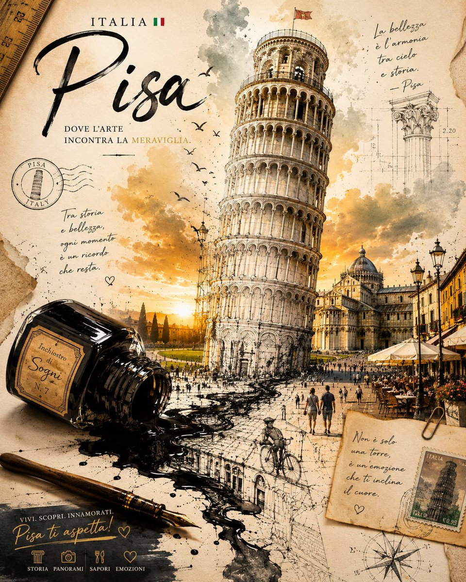 创作一张超高端手工素描风格的旅游海报，画面中自由女神像从放置在深色木质设计师办公桌上的一个发光的、破裂的复古罗盘中磅礴浮现，象征自由、梦想与冒险。雕像的下半部分应呈现为粗糙的建筑师铅笔素描与墨...