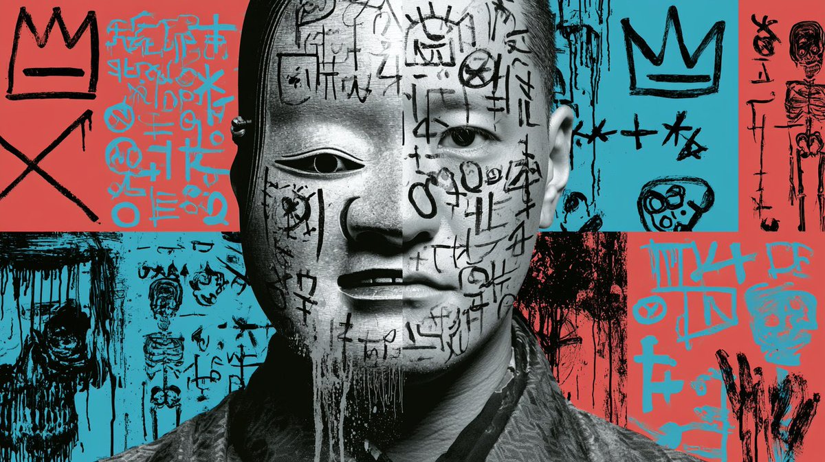 标记面孔 - Midjourney提示词 [SUBJECT]渲染为一张照片级真实感的灰度肖像——皮肤、头发、表情均以法医级细节保留——整张图覆盖着手绘伪 glyph、粗糙符号、圈状标记和潦草文...
