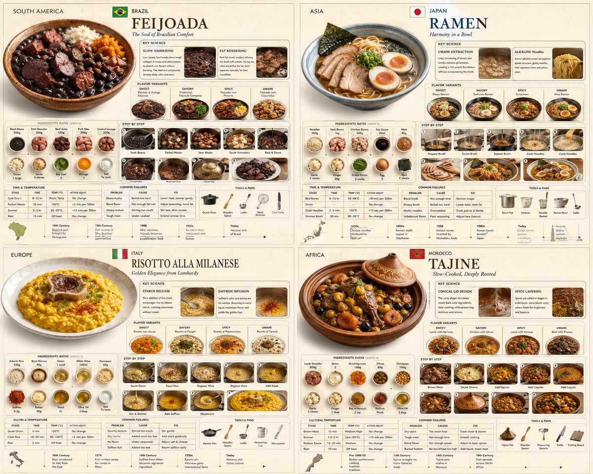 这是另一个用于可视化美味佳肴的有趣提示。用 GPT Image 2 制作。 select reference_card from world_cuisine_encyclopedia wher...