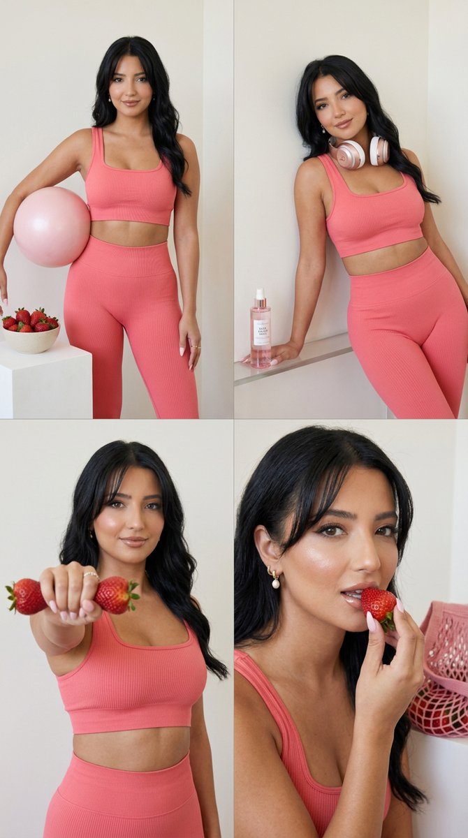 { "concept": "luxury_activewear_wellness_editorial_coral_pilates", "format": "2x2 polished edito...