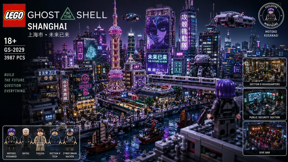GPT Image 2.0 → LEGO 宇宙透视模型 提示词 创建一个超精细的乐高积木风格动漫城市透视模型,设置在一个完全由互锁积木搭建的巨型...