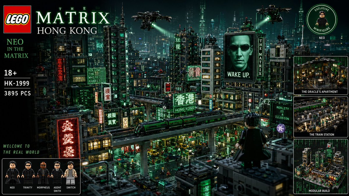 GPT Image 2.0 → LEGO 宇宙透视模型 提示词 创建一个超精细的乐高积木风格动漫城市透视模型,设置在一个完全由互锁积木搭建的巨型电影级微缩世界中,灵感源自高端收藏级乐高套装、动...