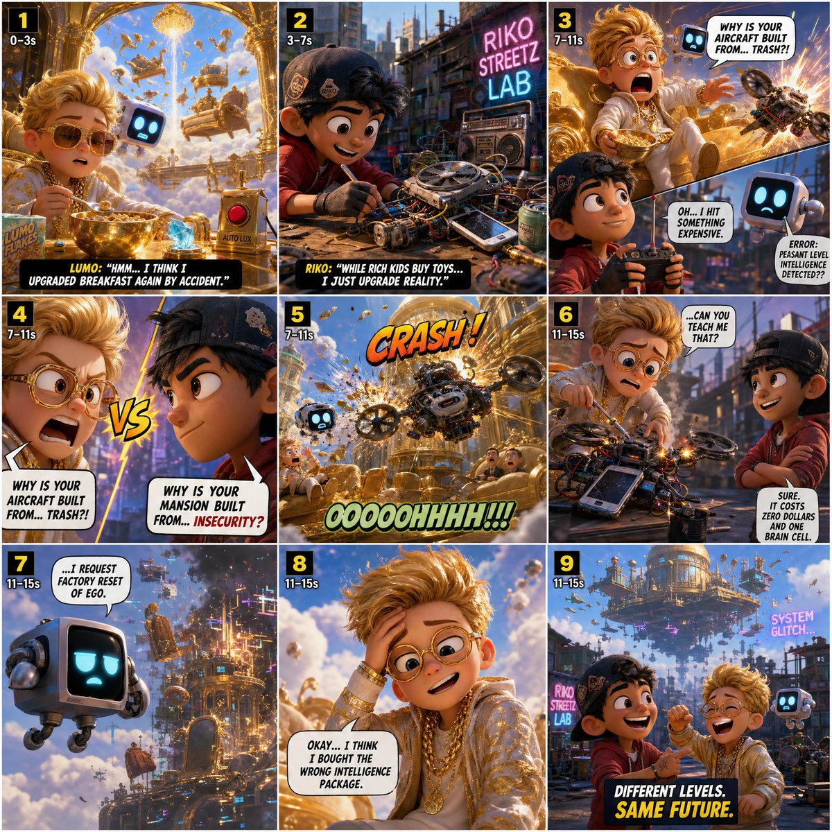 SEEDANCE 2.0 PROMPT “Lumo Lux vs The Ground Level Genius” Genre: Rich vs Poor comedy twist | Ult...