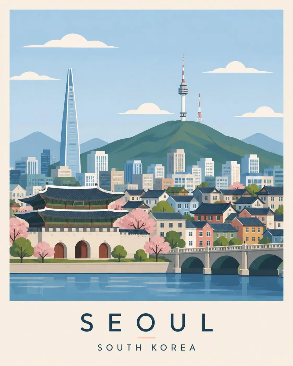 为 [DESTINATION] 创作一张高端编辑风格旅行海报插画。 风格： 扁平矢量插画，超简洁极简主义， 中世纪现代美学， 编辑级旅行海报风格（斯堪的纳维亚设计灵感）， 无照片写实，无纹理，...