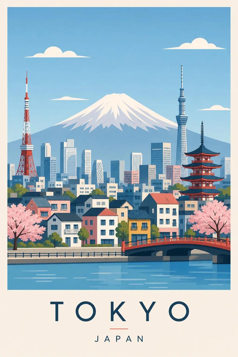 为 [DESTINATION] 创作一张高端编辑风格旅行海报插画。 风格： 扁平矢量插画，超简洁极简主义， 中世纪现代美学， 编辑级旅行海报风格（斯堪的纳维亚设计灵感）， 无照片写实，无纹理，...