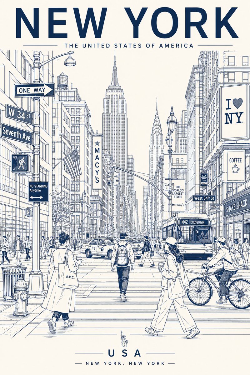 创作一张极简主义、超高分辨率的线条艺术风格东京旅游海报，将东京呈现为一个时尚的日常都市场景，而非明信片式的旅游景点。 主体构图： 中心构图展现东京最具代表性的日常街景——十字路口、巷弄、有轨电...